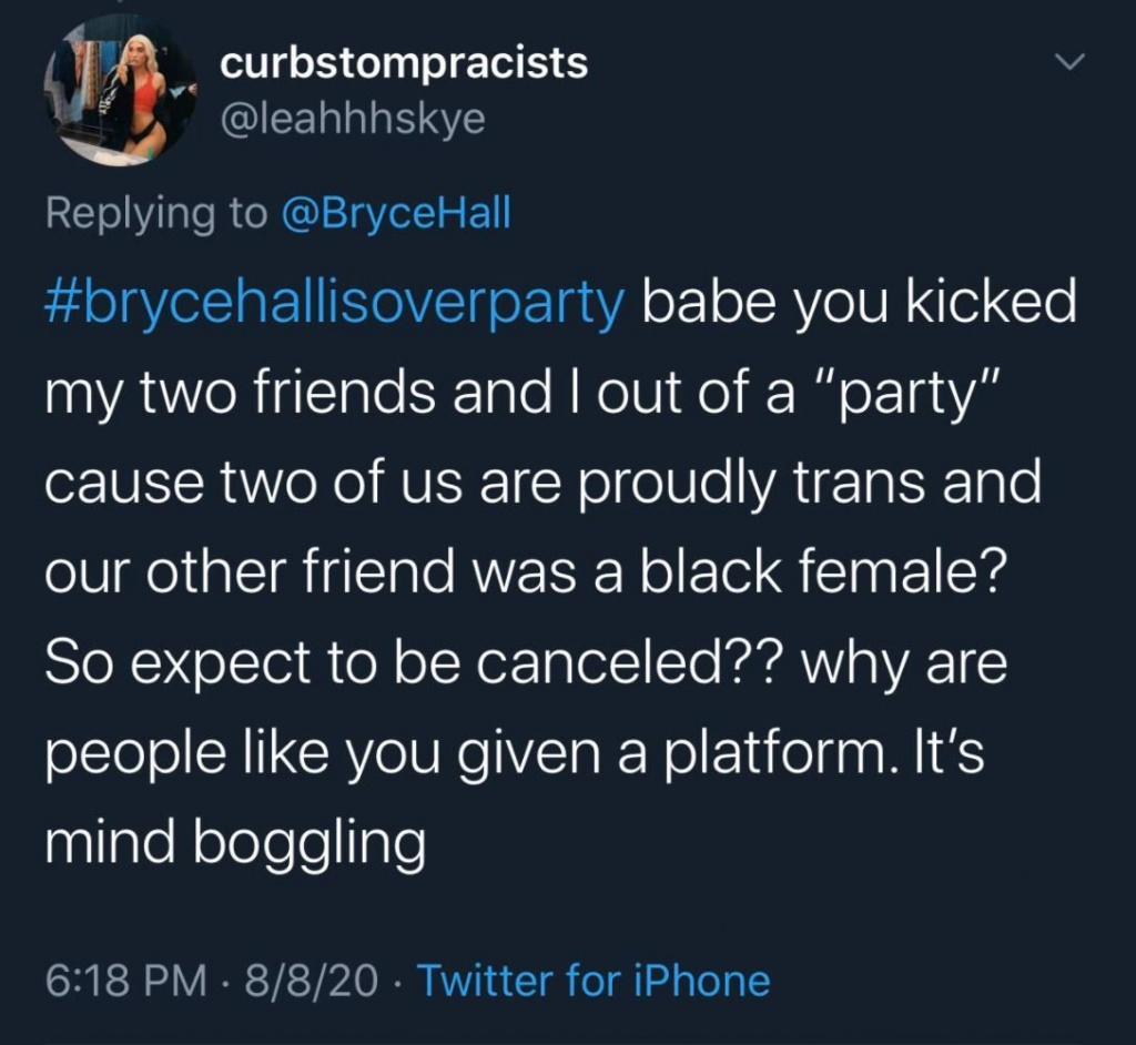 Bryce Hall a accusé Transphobia House Party