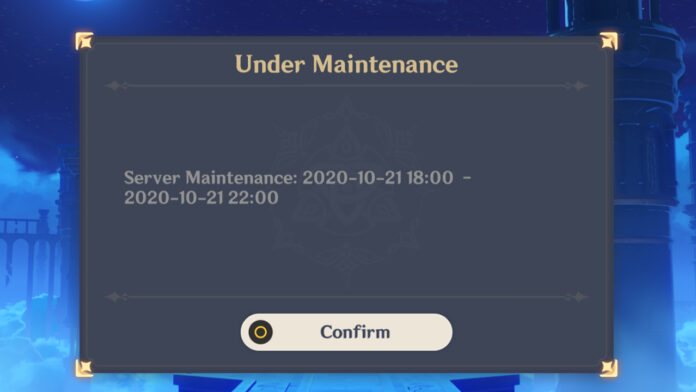 Genshin Impact Under Maintenance for mystery update