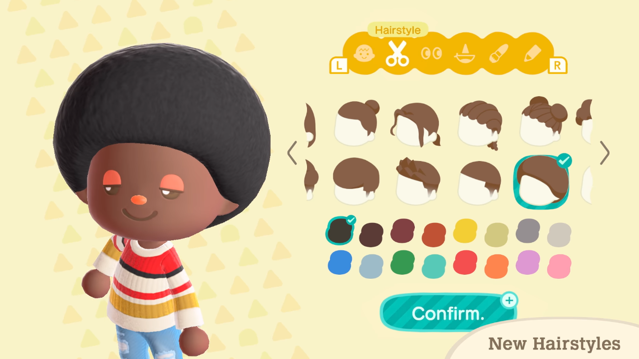 Mise à jour d'hiver d'Animal Crossing New Horizons - Coiffures