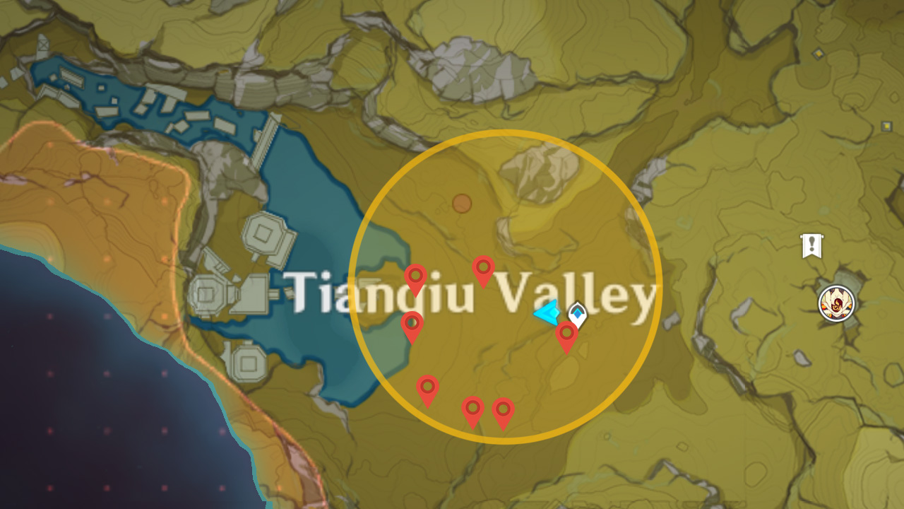 Genshin Impact Lost Riches Treasure Area 12 emplacements dans la vallée de Tianqiu Map
