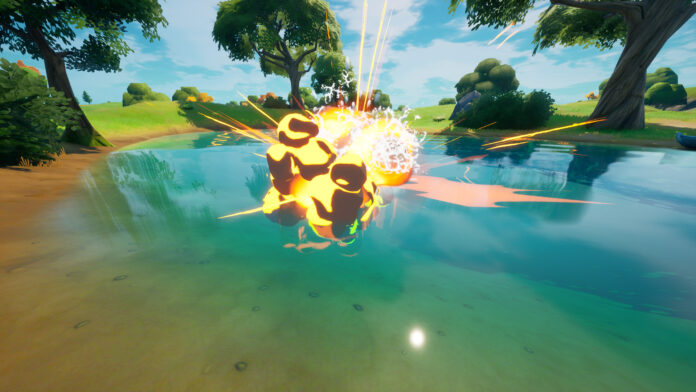 How to Blow Up Fishing Holes at Sharky Shell, Sweaty Sands, or Flopper Pond in Fortnite