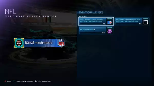 rocket league gridiron nfl événement mitchmozey