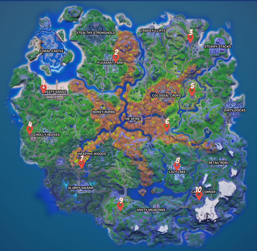 Emplacements des garages du chapitre 2 de Fortnite