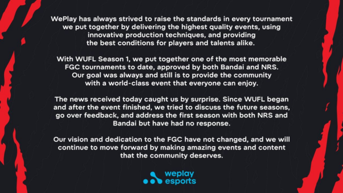 Bandai Namco et NRS ont rompu leurs liens avec WePlay après la découverte d'un partenariat de pari frauduleux
