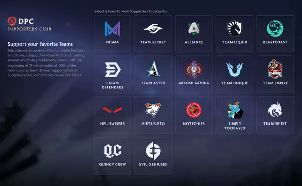 Dota 2 Supporters Club Valve Pro Scene Comment soutenir les bundles