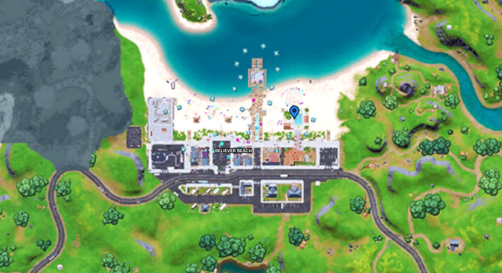 Carte de localisation du canard en caoutchouc de la plage de croyants de la saison 7 de Fortnite Chapter 2