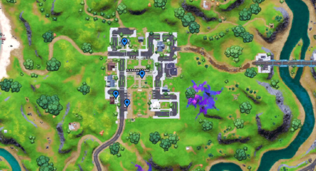 Panneaux de bienvenue Pleasant Park Fortnite Map Chapitre 2 Saison 7 Semaine 3