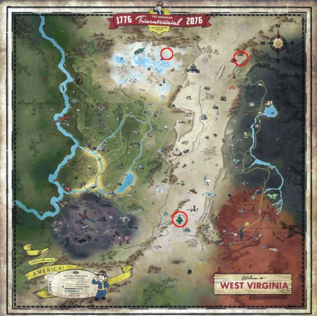 Carte des lingots d'or de Fallout 76