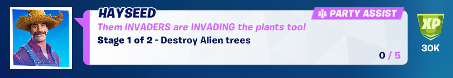 Où trouver des arbres extraterrestres dans Fortnite Hayseed Destroy