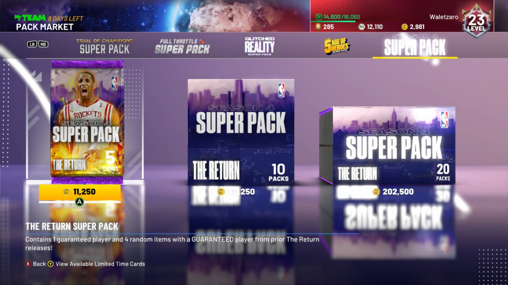 NBA 2K21 Le marché des super packs de retour