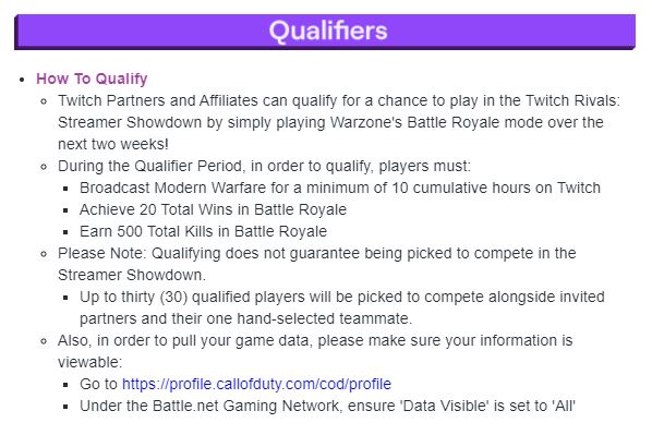 warzone twitch rivalise showdown smash gg qualificatifs critères d'entrée