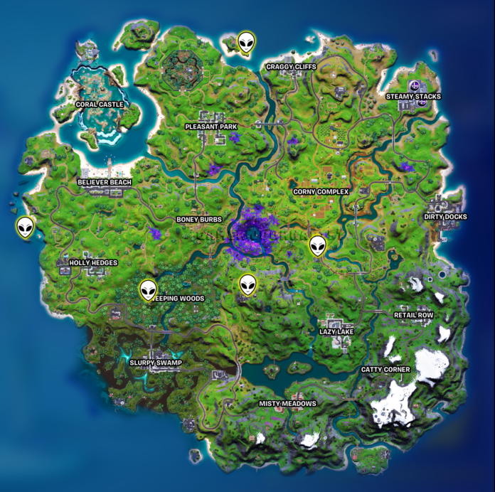 Fortnite – Emplacements des artefacts extraterrestres de la semaine 9
