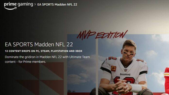 Madden 22 Ultimate Team : programme de récompenses mensuelles Amazon Prime Gaming
