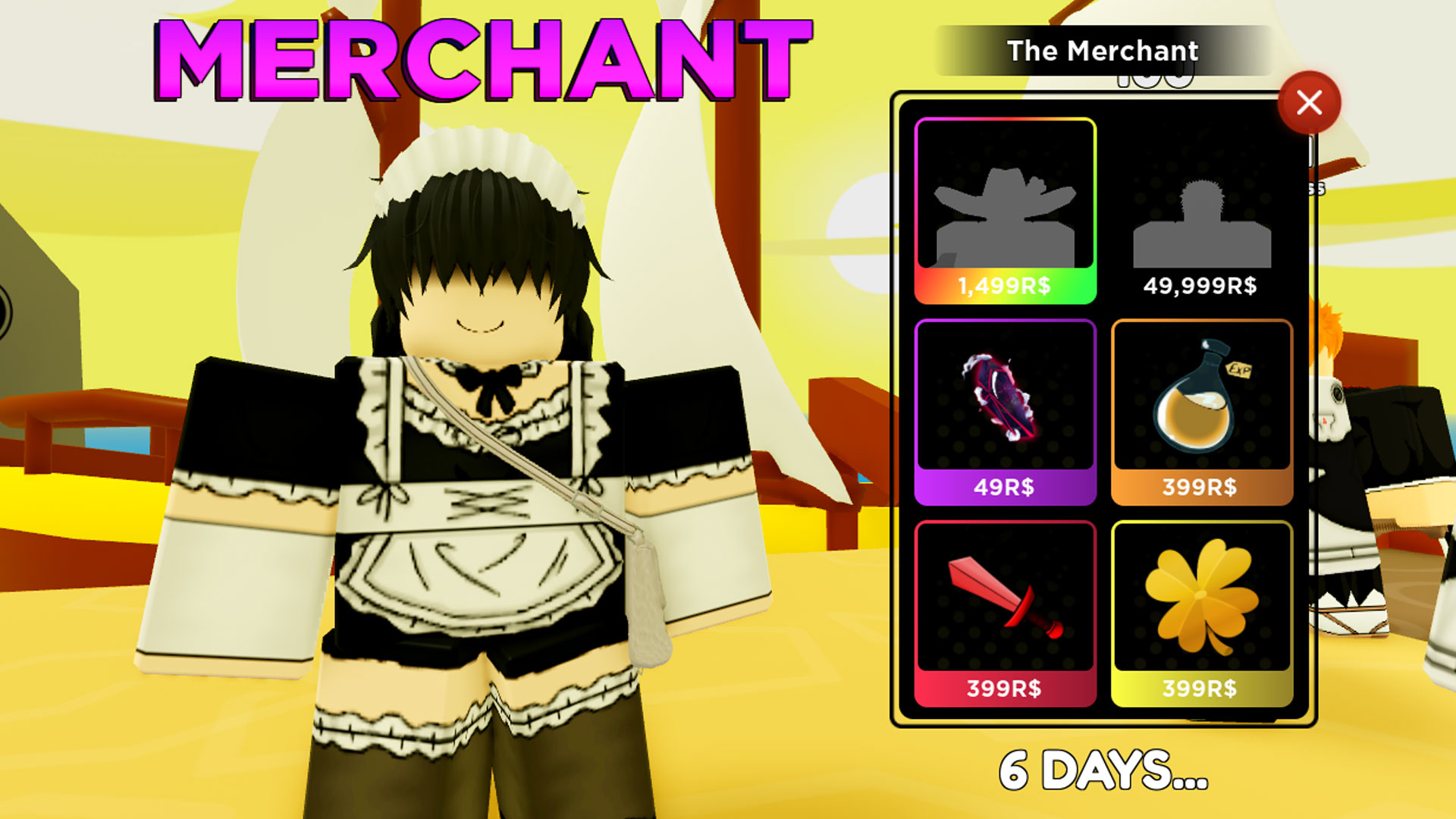 Que vend The Merchant dans Anime Fighters ?