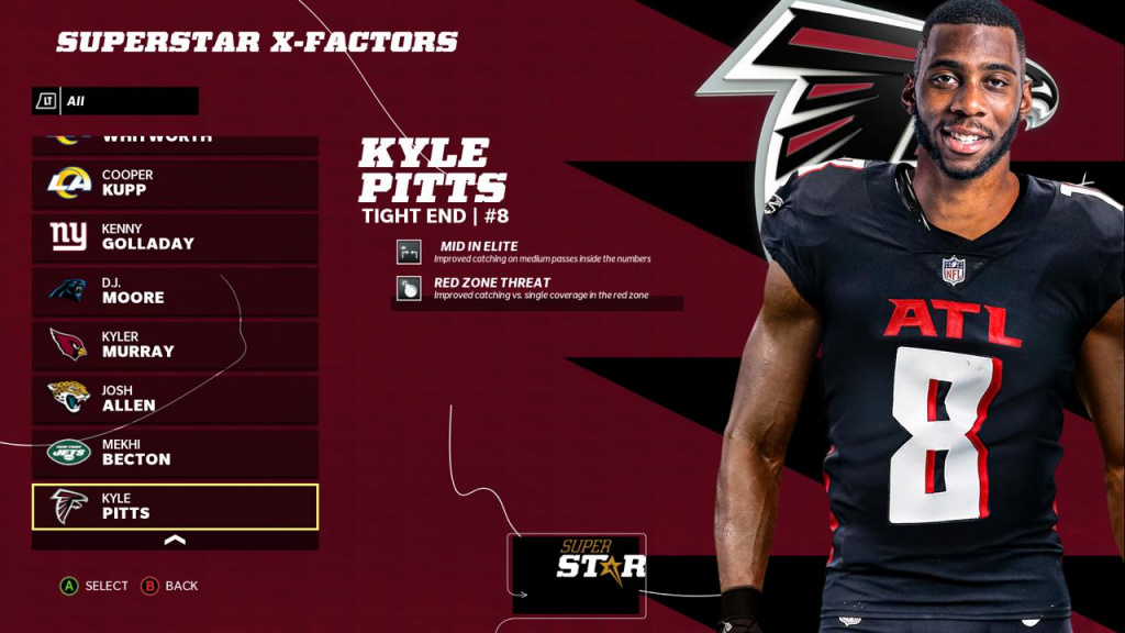 Madden 22 caractéristiques de la superstar Kyle Pitts