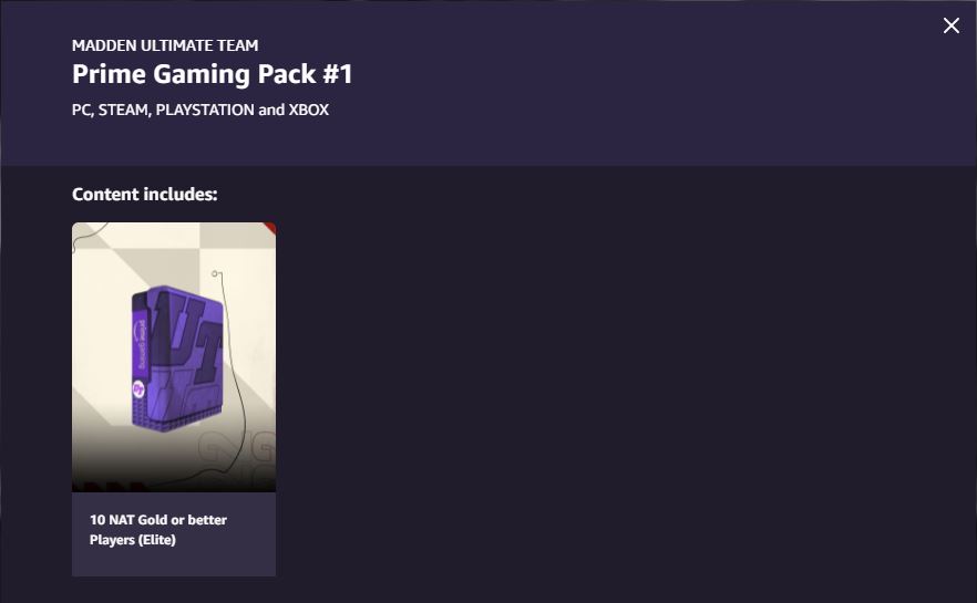 Détails sur les récompenses Amazon Prime de Madden 22