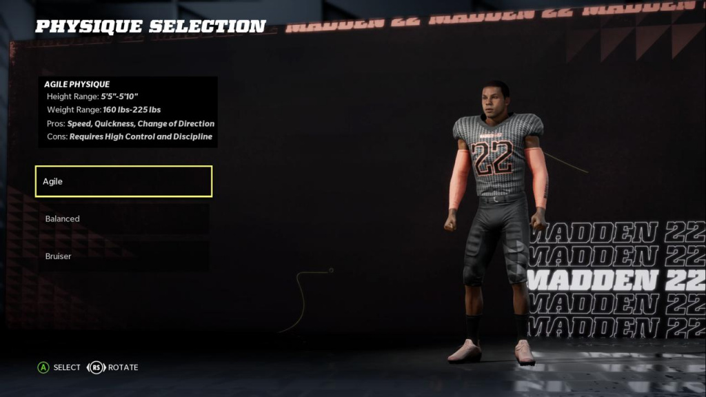 Écran de sélection physique de Madden 22