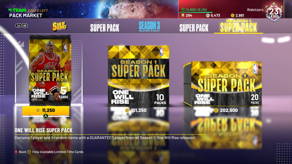 Marché des super packs NBA 2K21 One Will Rise