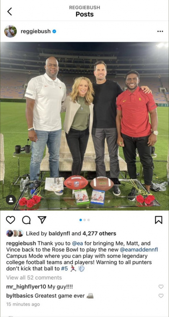 Reggie Bush Instagram Post Madden 22 Mode Campus