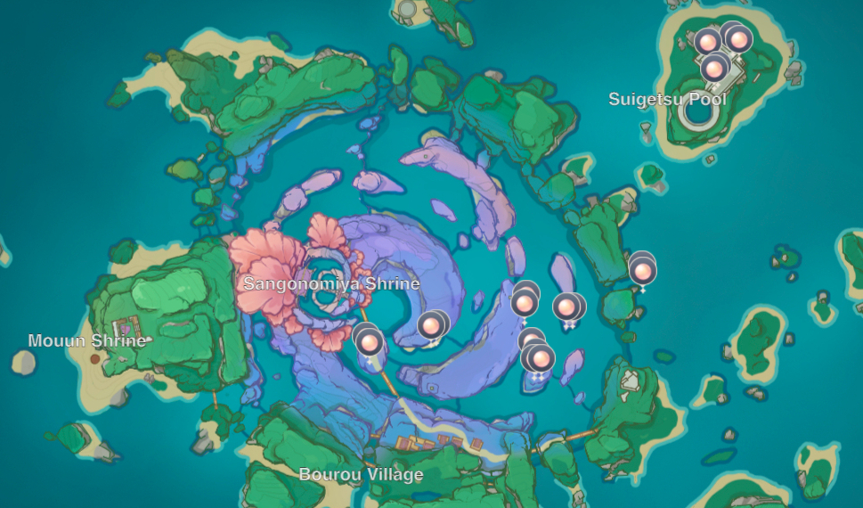 Tous les emplacements de Sango Pearl à Genshin Impact 2.1