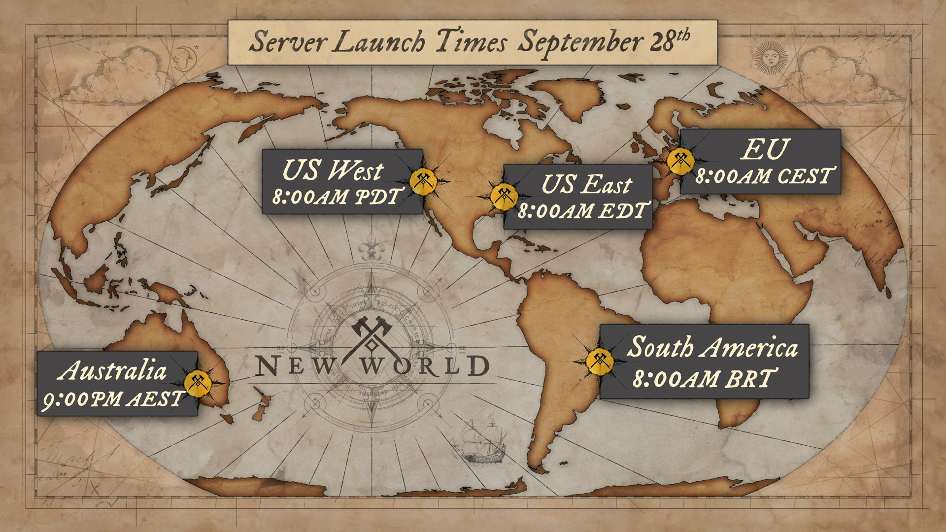 Heures de sortie mondiales de New World