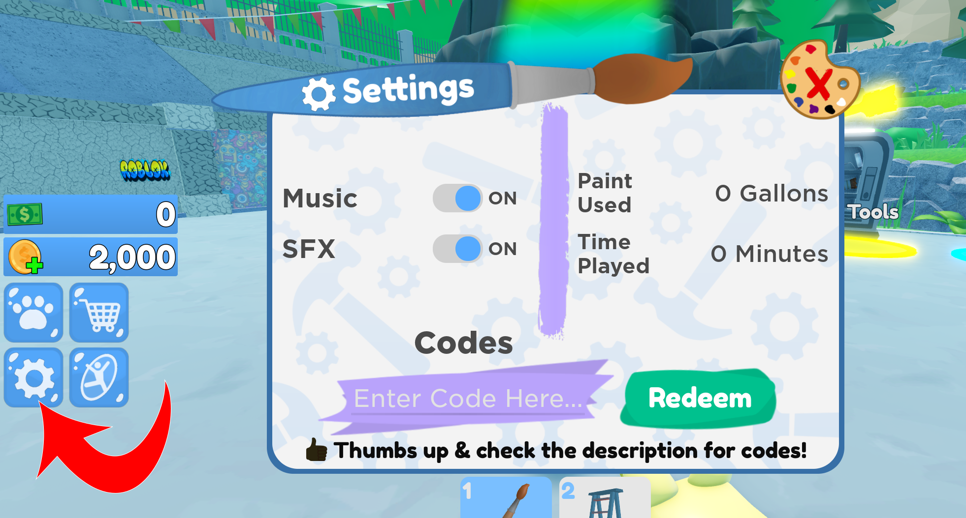 Codes d'utilisation du simulateur de peinture