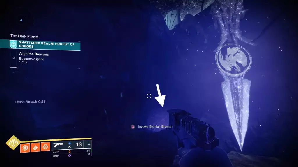 Invoquez la Brèche de barrière dans la première zone après la réapparition.  (Photo : Bungie)