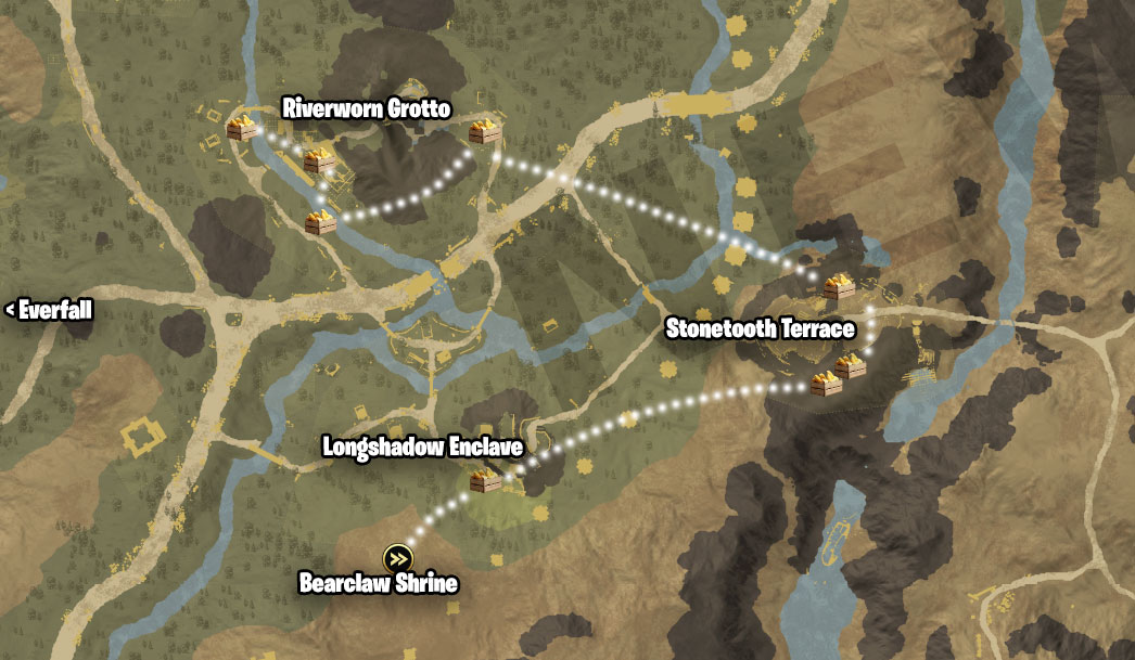 Carte 1 de la route du sel d'Everfall du Nouveau Monde