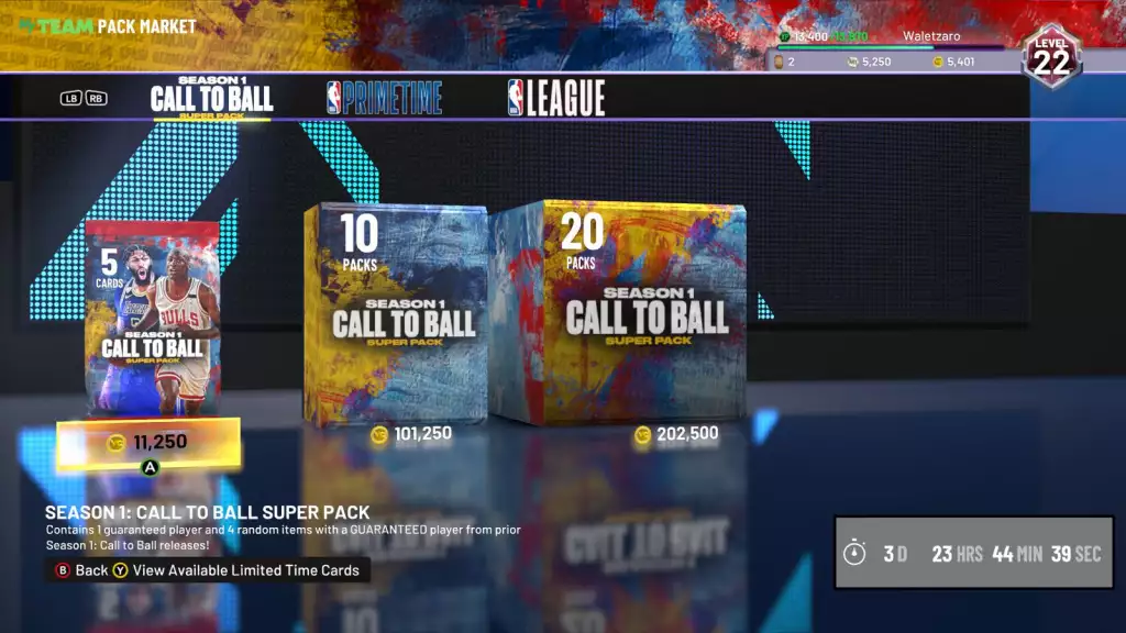 Marché des super packs NBA 2K22 Saison 1 