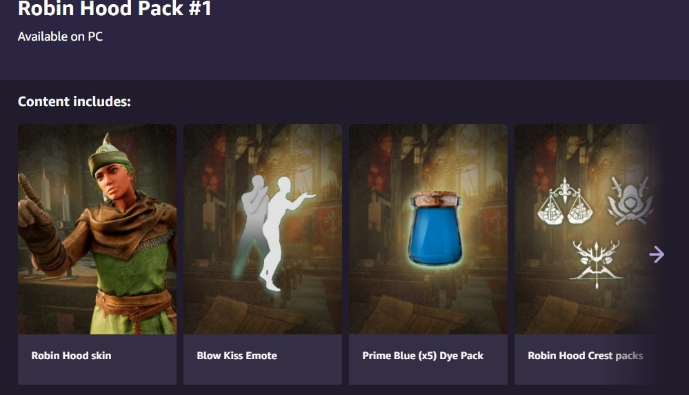 New World Prime Gaming récompenses gratuites comment obtenir le contenu du pack Autumn Kings robin hood