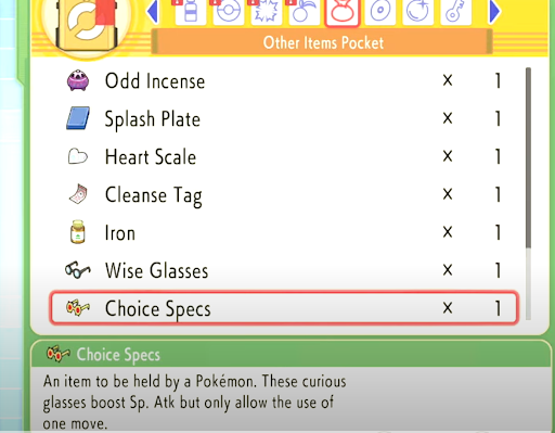 Spécifications Pokemon Choice