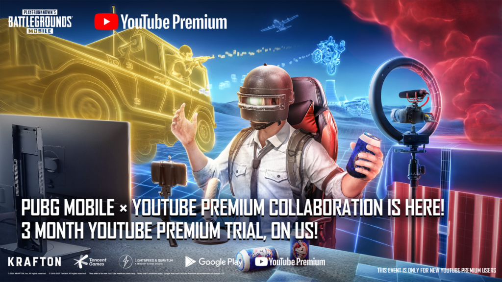 Événement de collaboration PUBG Mobile x YouTube Premium : récompenses, 3 mois YT Premium, plus