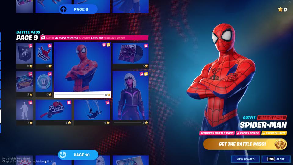 Comment obtenir le pass de combat de la saison 1 du chapitre 3 de la peau de Spiderman