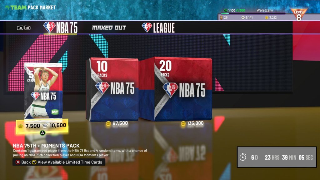 Marché des packs NBA 2K22 NBA75