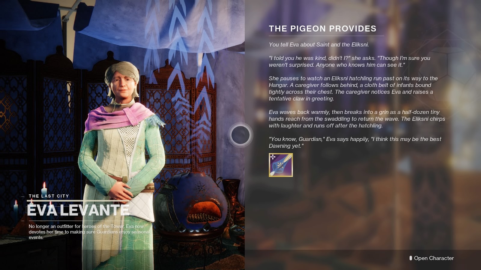 Comment compléter The Pigeon Provides in Destiny 2 - Parlez avec Eva Levante