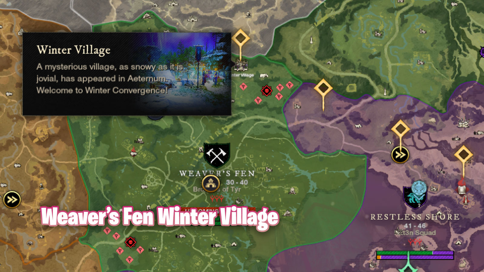 Tous les emplacements des villages d'hiver dans le Nouveau Monde - Weaver's Fen
