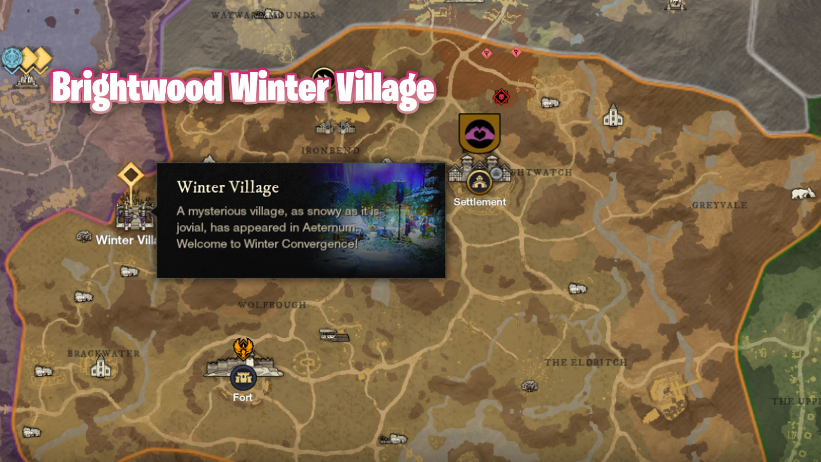 Tous les emplacements des villages d'hiver dans le Nouveau Monde - Brightwood