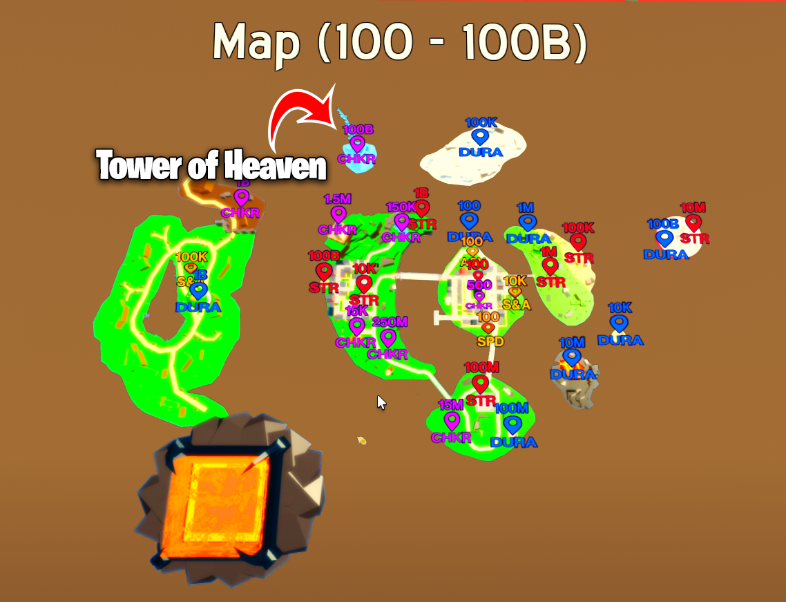Carte de la tour du ciel du simulateur de combat d'anime