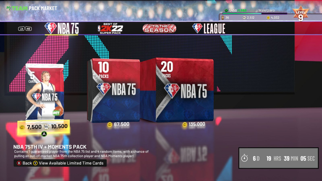 Marché des packs NBA 2K22 NBA75 IV