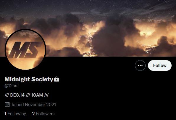 Midnight Society dispose également d'un compte Twitter protégé.
