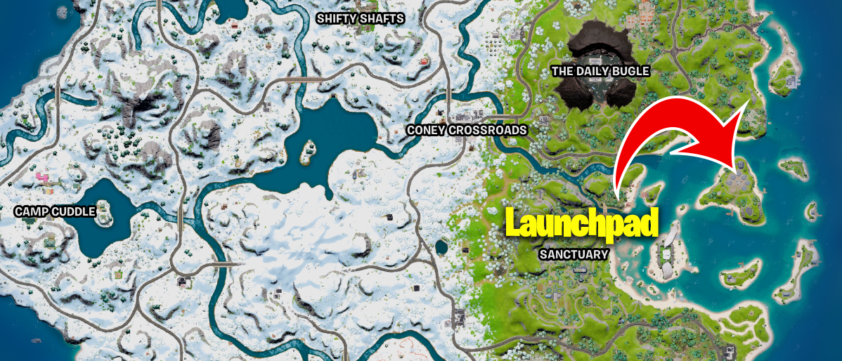 Carte de localisation de la rampe de lancement Fortnite