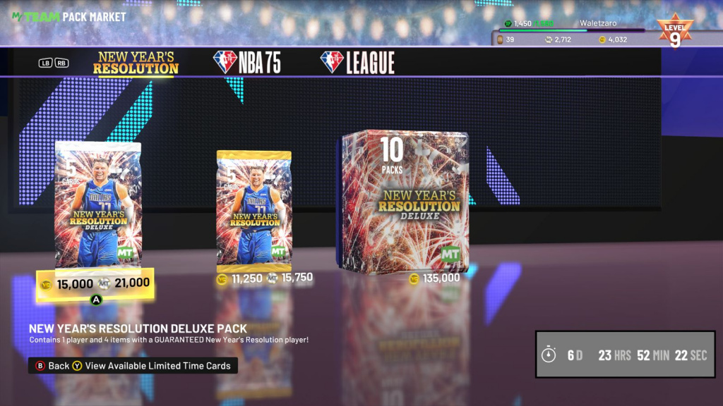 Marché des packs de résolutions du Nouvel An NBA 2K22