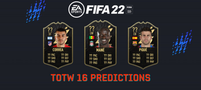 FIFA 22 Sadio Mane TOTW 16 predictions