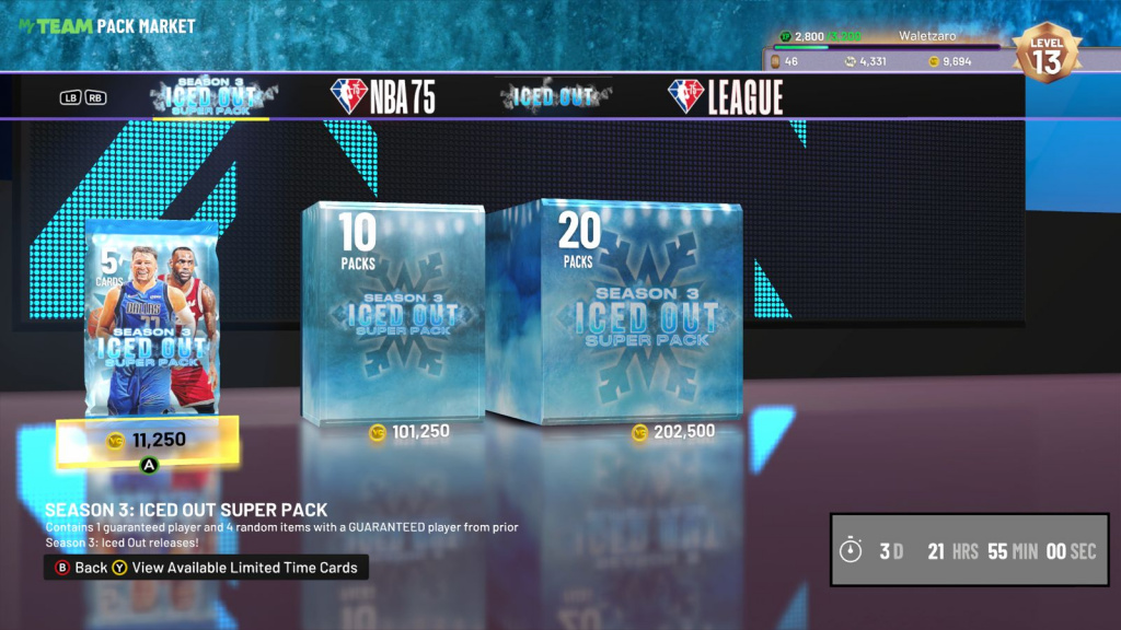 Marché des super packs glacés NBA 2K22