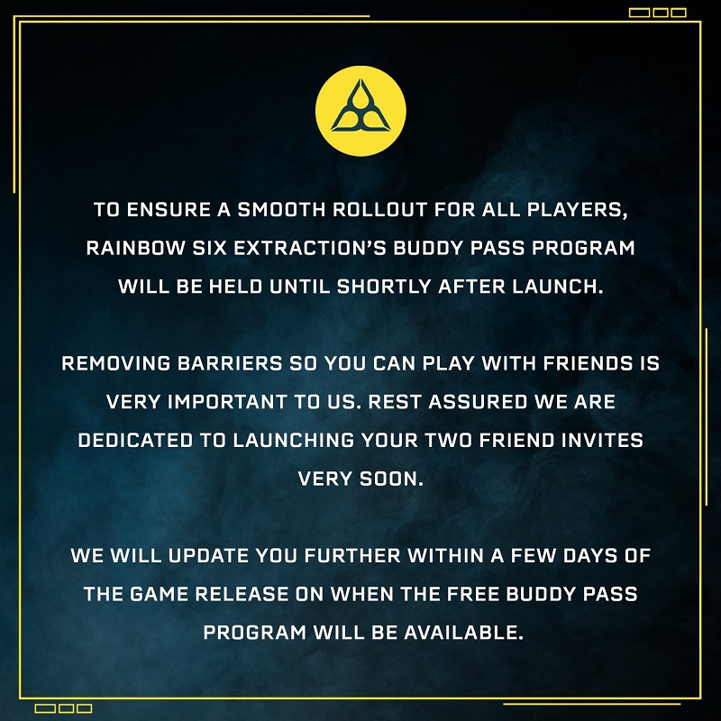 Les jetons de passe copain Rainbow Six Extraction ne fonctionnent pas un ami invite à réparer ubisoft