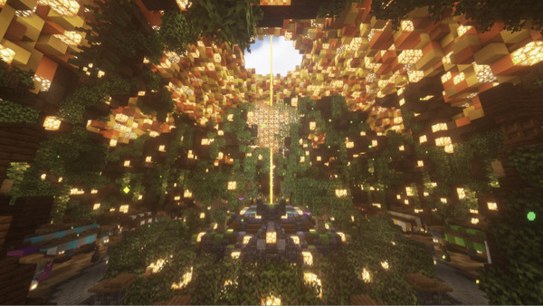 minecraft construire yggdrasil arbre de vie à l'intérieur