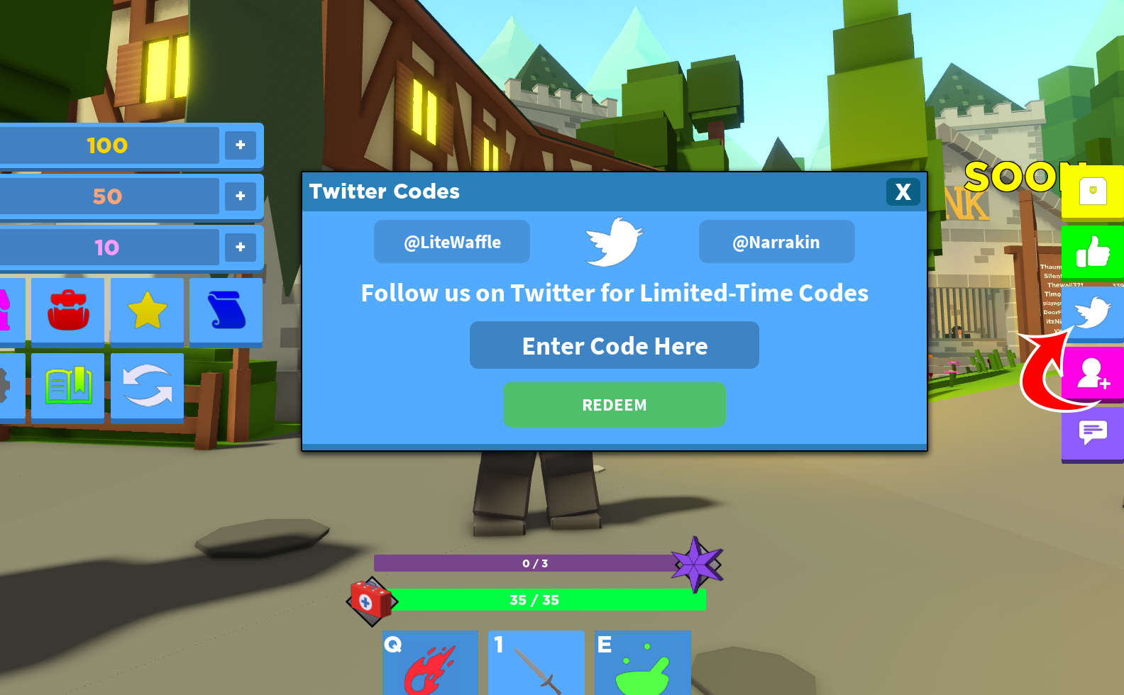 Knight Simulator Utiliser les codes