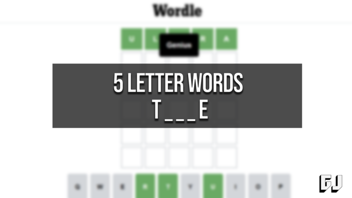 5 Letter Words Start T End E