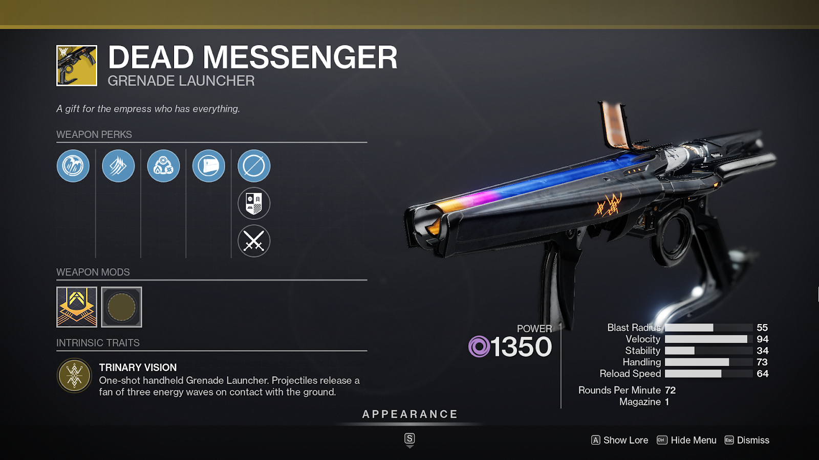 Tous les exotiques de Destiny 2 Witch Queen - Dead Messenger