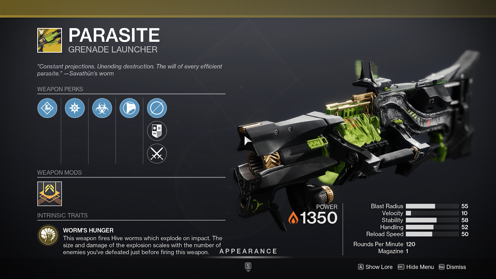 Tous les exotiques de Destiny 2 Witch Queen - Parasite